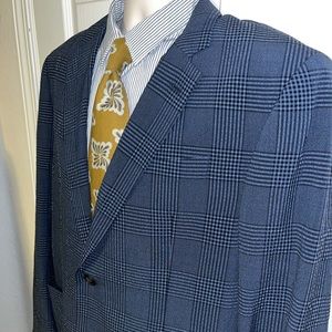 Emporio Armani Blue Plaid G Line Sports Jacket Coat Wool Mulberry Silk 54/44R